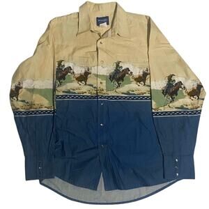 Vintage Wrangler Western Pearl Snap Horse Cattleman Shirt